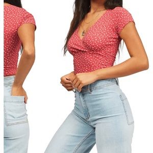 Billabong Mimi Faux Wrap Top in Tango Red